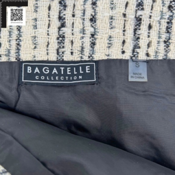 Bagatelle - Small NWT - Tweed-like Black & White Metallic Faux Wrap Skirt - Picture 6 of 8